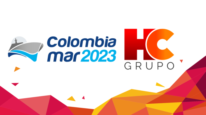 Colombiamar 2023 y HC GRUPO logos